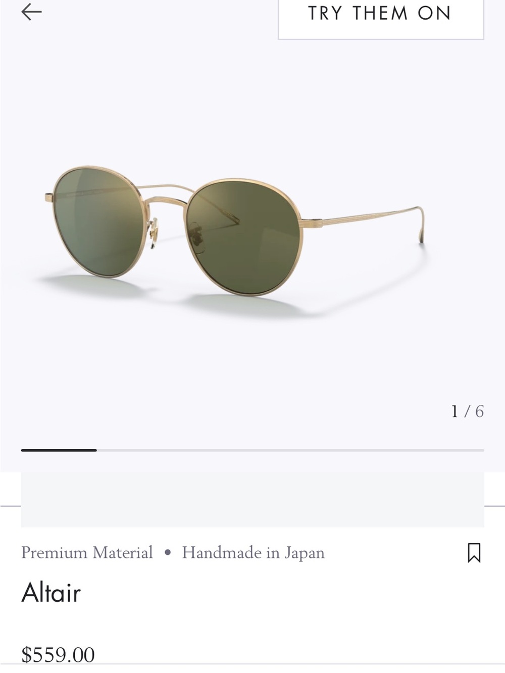 Oliver Peoples Altair Round Sunglasses in Gold with Green Lenses